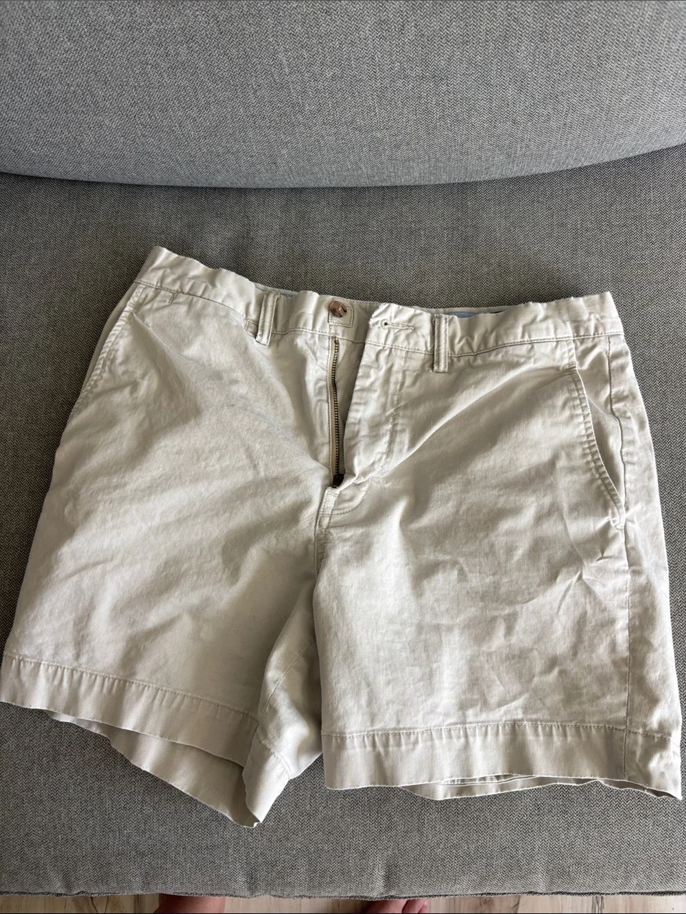 Polo by Ralph Lauren Men's Cream Flat-Front Cotton Shorts